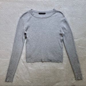 Brandy Melville Gray Ribbed Long-Sleeve Top